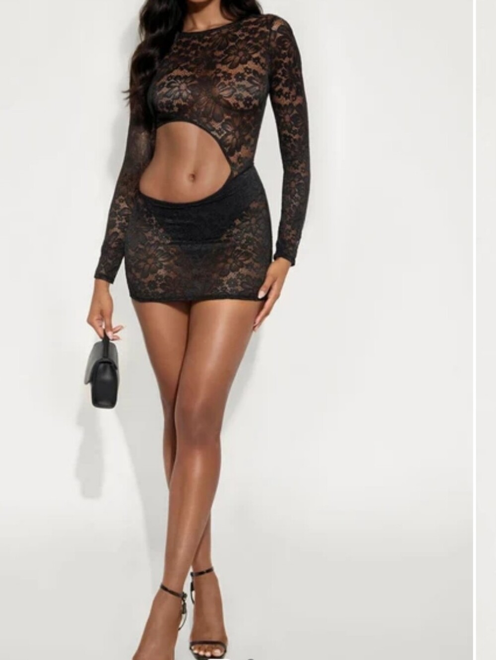 Fashion Nova Black Lace Cutout Mini Dress